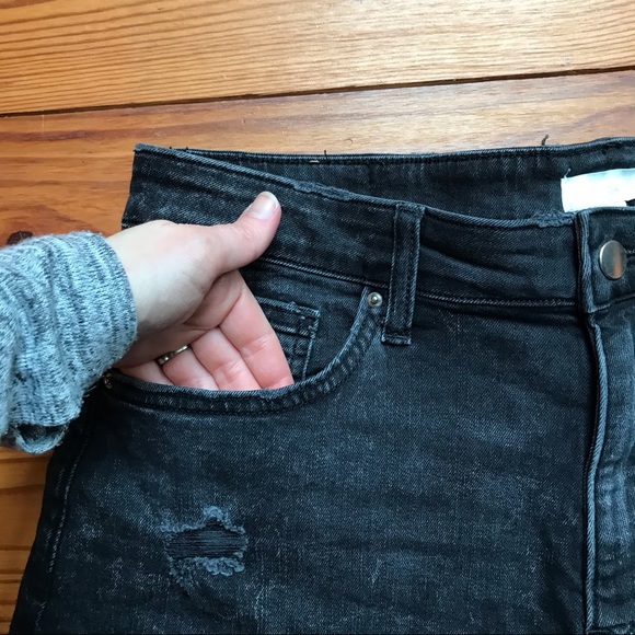 H&M Black Distressed Jean Shorts, EUC, 10 - Picture 2 of 11